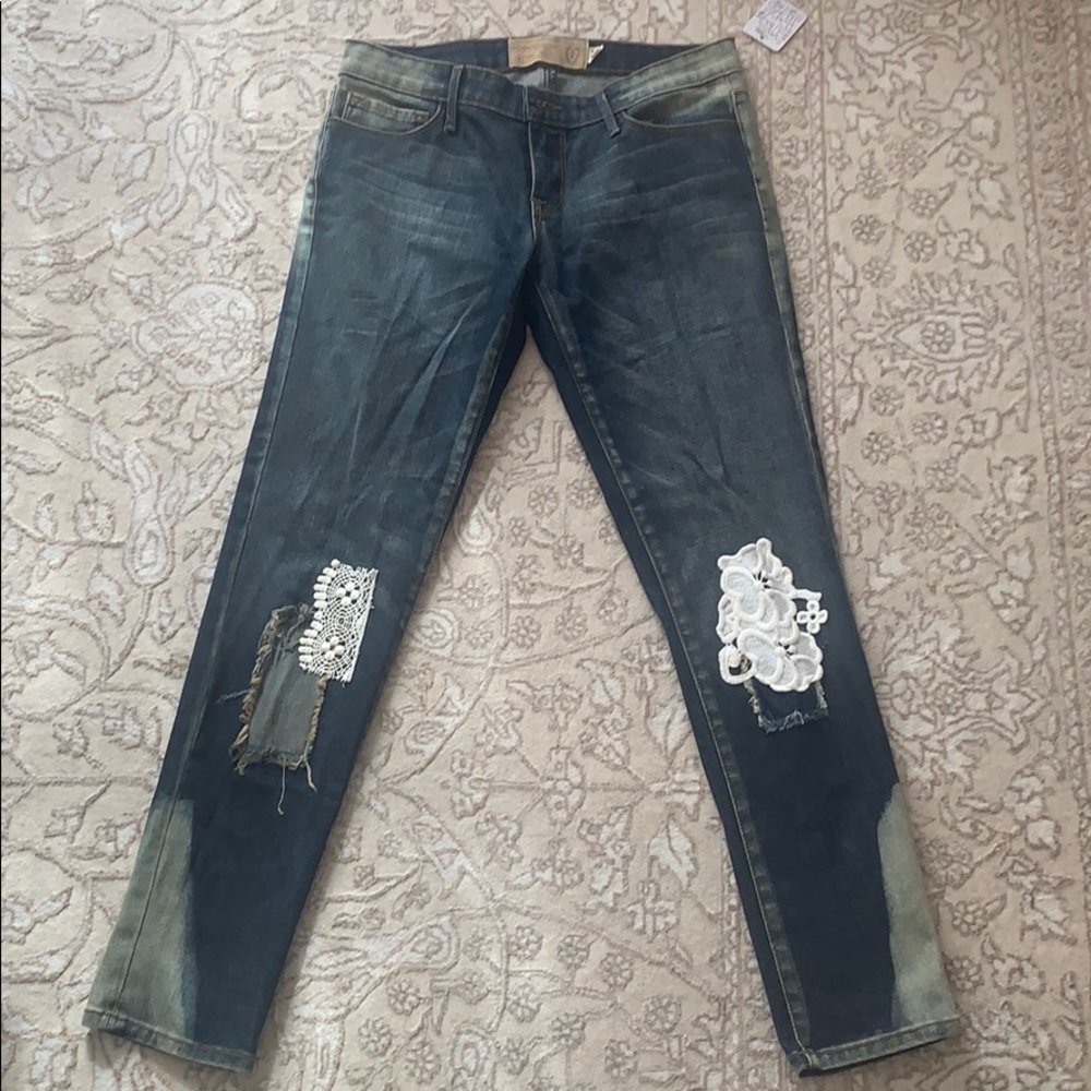 Free People Artisan Deluxe Lace Aplique Jean